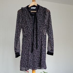 Lush Elegant Black Satin Mini Dress